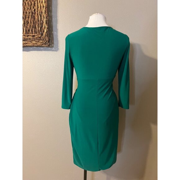 Ralph Lauren Dress 4 Green 3/4 Long Sleeve Stretch Washable Career Church - Picture 7 of 14